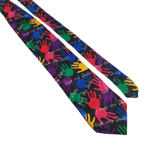 RM Style I Love My Daddy Hands Mens Necktie Tie Designer Accessory Work Dad Gift - Picture 1 of 6